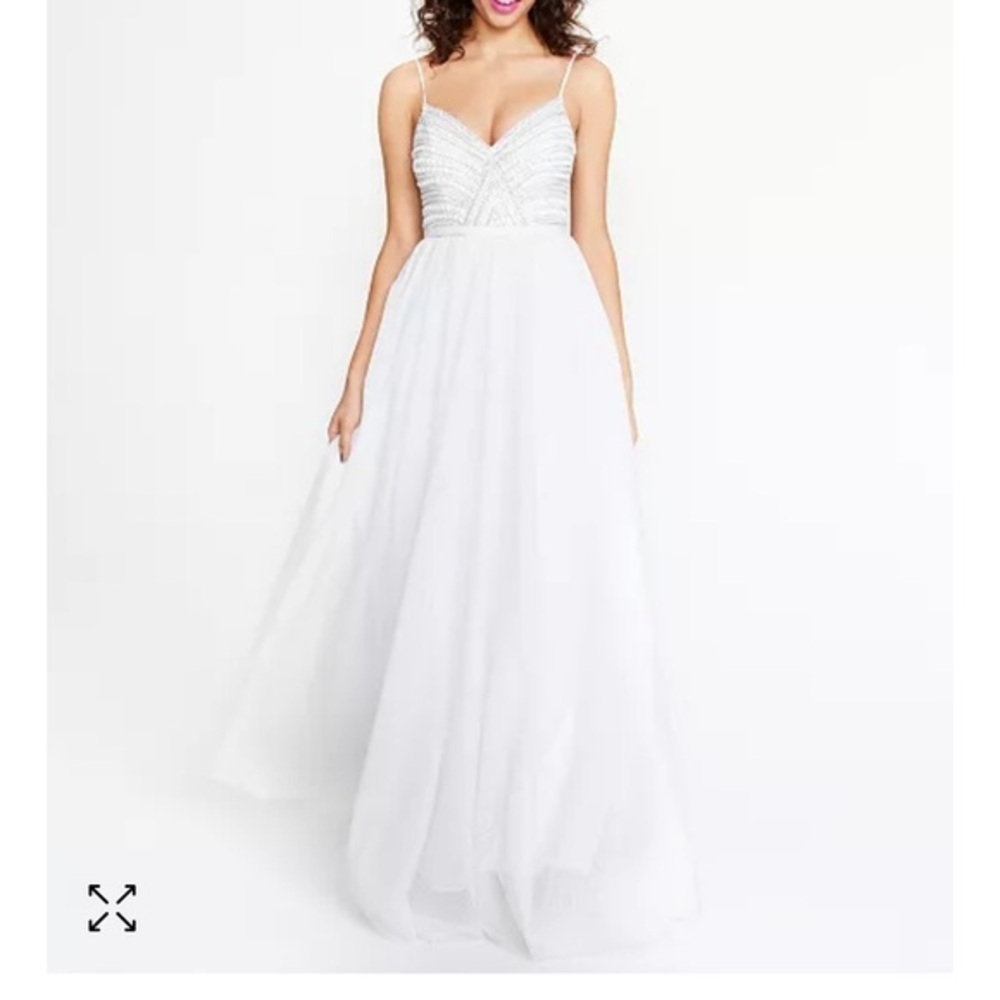 TLC Say Yes To The prom White Gown with Beaded Details size 1